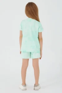 US Polo Assn. Base. Polo Assn Pink Font Detail Light Blue Girls Shorts Set - Image 5