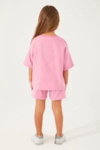 US Polo Assn. Base. Polo Assn Plain Open Naive Pink Girls Shorts Set - Image 5