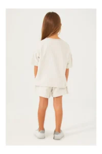 US Polo Assn. Base. Polo Assn Plain Open Naive Cream Girls Shorts Set - Image 9