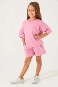 US Polo Assn. Plain Open Naive Girls' Shorts Set - Image 2