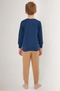 US Polo Assn. Thick Line Pattern Dark Blue Boy's Long Sleeve Pajama Set - Image 5