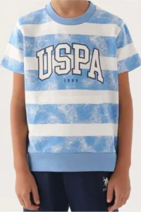 US Polo Assn. BASE. Polo Assn. Licensed US1701 Kangaroo T-Shirt and Capri Top and Bottom Boy's Set BLUE - Image 2