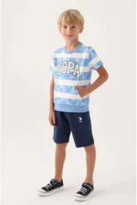 US Polo Assn. BASE. Polo Assn. Licensed US1701 Kangaroo T-Shirt and Capri Top and Bottom Boy's Set BLUE - Image 4