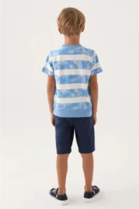 US Polo Assn. BASE. Polo Assn. Licensed US1701 Kangaroo T-Shirt and Capri Top and Bottom Boy's Set BLUE - Image 5