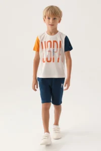 US Polo Assn. U.s. Polo Shirt Assn Boys' Cream Bermuda Set - Image 2