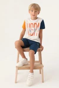 US Polo Assn. U.s. Polo Shirt Assn Boys' Cream Bermuda Set - Image 3