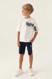 US Polo Assn. U.s. Polo Shirt Assn Boys' Cream Bermuda Set