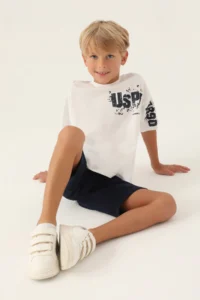 US Polo Assn. U.s. Polo Shirt Assn Boys' Cream Bermuda Set - Image 2
