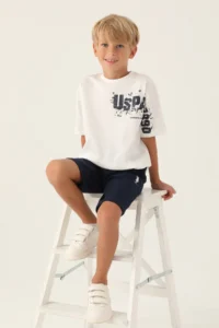 US Polo Assn. U.s. Polo Shirt Assn Boys' Cream Bermuda Set - Image 3
