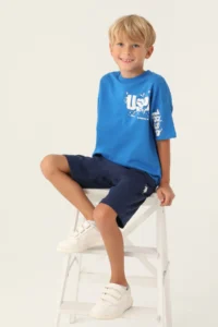 US Polo Assn. U.s. Polo Shirt Assn Boys' Blue Bermuda Set - Image 2