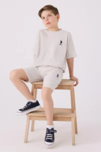 US Polo Assn. U.s. Polo Shirt Assn Boys' Cream Bermuda Set - Image 3
