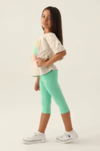 US Polo Assn. US Polo Shirt Assn Girls' Cream Capri Set - Image 2