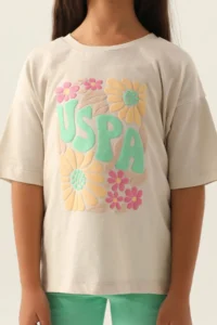 US Polo Assn. US Polo Shirt Assn Girls' Cream Capri Set - Image 4