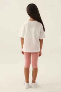 US Polo Assn. KIZ GARSON Capri Leggings Set - Cream - Image 5