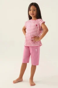 US Polo Assn. Base. Polo Assn Licensed Basic Purple Girls' Capri Set