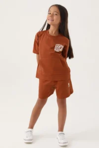 US Polo Assn. Girls' Brown Shorts Set - Image 3