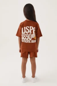 US Polo Assn. Girls' Brown Shorts Set - Image 5
