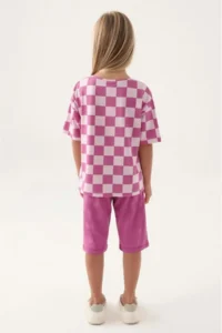 US Polo Assn. BASE. Polo Assn. Licensed US1811 Plaid T-Shirt and Capri Top and Bottom Girls' Set PURPLE - Image 5