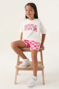 US Polo Assn. Girls' Shorts Set - Cream - Image 2