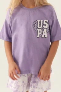 US Polo Assn. U.s. Polo Shirt Assn Girls' Purple Shorts Set - Image 4