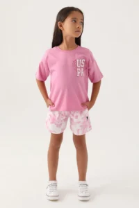 US Polo Assn. U.s. Polo Shirt Assn Girls' Purple Shorts Set
