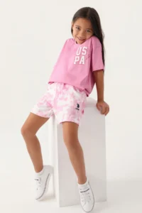 US Polo Assn. U.s. Polo Shirt Assn Girls' Purple Shorts Set - Image 2