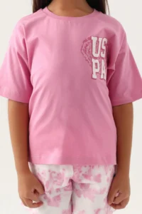 US Polo Assn. U.s. Polo Shirt Assn Girls' Purple Shorts Set - Image 4