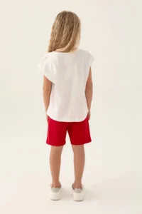 US Polo Assn. US1833-C Licensed Girl's Bermuda Suit Cream-Red - Image 5
