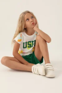 US Polo Assn. U.s. Polo Shirt Assn Girls' Cream Shorts Set - Image 2