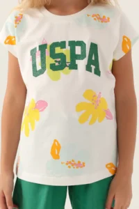 US Polo Assn. U.s. Polo Shirt Assn Girls' Cream Shorts Set - Image 4