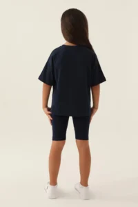 US Polo Assn. Base. Polo Assn Licensed Written Flowers Navy Blue Girls Bermuda Set - Image 5
