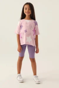US Polo Assn. BASE. Polo Assn Licensed Starry Powder Pink Girls' Bermuda Suit