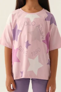 US Polo Assn. BASE. Polo Assn Licensed Starry Powder Pink Girls' Bermuda Suit - Image 5