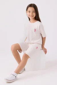 US Polo Assn. Girls' White Bermuda Set - Image 3