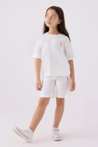 US Polo Assn. Girls' Cream Bermuda Set