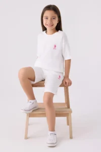 US Polo Assn. Girls' Cream Bermuda Set - Image 3