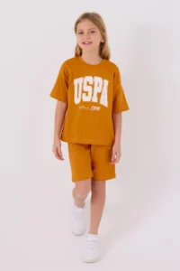 US Polo Assn. U.s. Polo Shirt Assn Girls' Yellow Bermuda Set