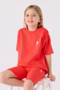 US Polo Assn. U.s. Polo Shirt Assn Girls' Orange Bermuda Set - Image 4