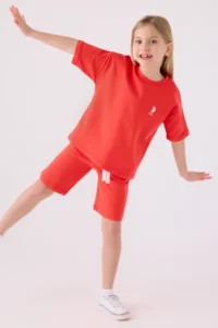 US Polo Assn. U.s. Polo Shirt Assn Girls' Orange Bermuda Set - Image 5