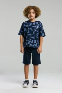 US Polo Assn. U.s. Polo Shirt Assn. Boys' Navy Blue Bermuda Set - Image 3