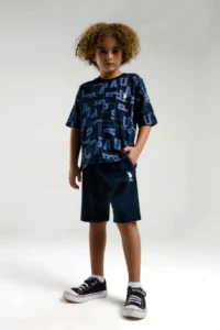 US Polo Assn. U.s. Polo Shirt Assn. Boys' Navy Blue Bermuda Set - Image 4