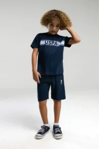 US Polo Assn. U.s. Polo Shirt Assn Boys' Navy Blue Bermuda Set - Image 2