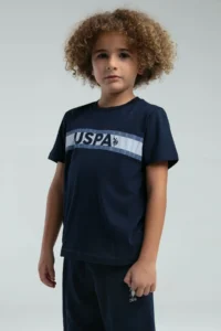 US Polo Assn. U.s. Polo Shirt Assn Boys' Navy Blue Bermuda Set - Image 3