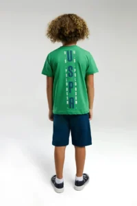 US Polo Assn. U.s. Polo Shirt Assn Boys' Green Bermuda Set - Image 5