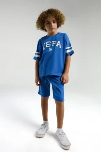 US Polo Assn. U.s. Polo Shirt Assn Boys' Blue Bermuda Set - Image 3