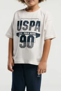 US Polo Assn. U.s. Polo Shirt Assn Boys' Cream Bermuda Set - Image 2