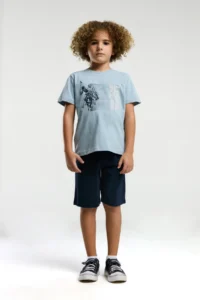 US Polo Assn. U.s. Polo Shirt Assn Boys' Blue Bermuda Set - Image 3