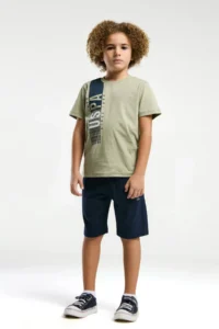 US Polo Assn. U.s. Polo Shirt Assn Boys' Green Bermuda Set - Image 3