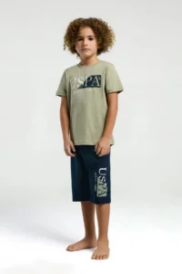 US Polo Assn. U.s. Polo Shirt Assn Boys' Green Capri Set