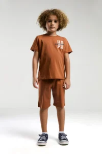 US Polo Assn. BASE. Polo Assn Boy's Brown Bermuda Suit - Image 2